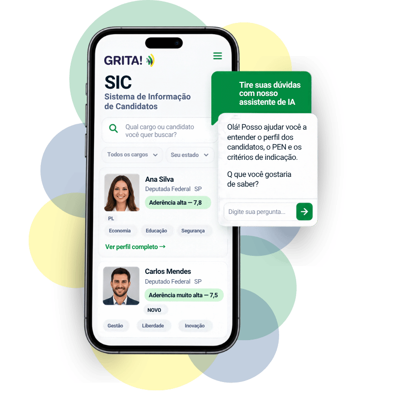 Mockup do SIC em um celular